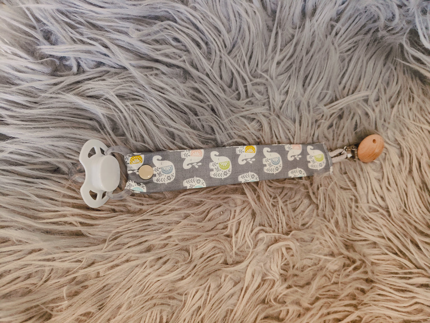 Schnullerband/Elefanten/grau