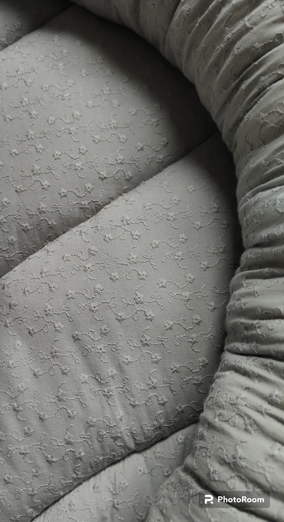 Babynest 2in1 - Blumenstickerei/ grau