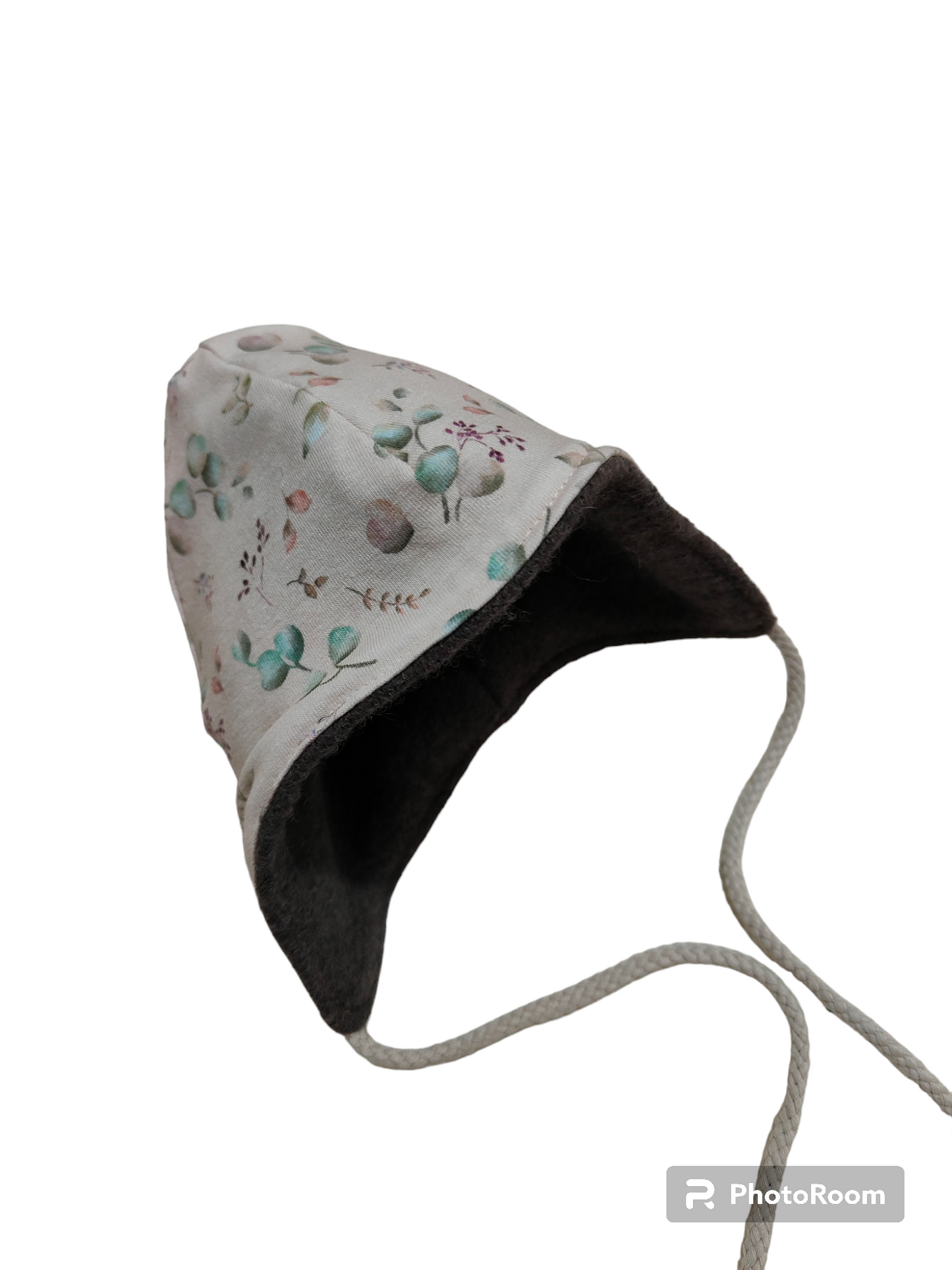 Babymütze - Braun/Eykalyptusblätter/Zartrosa