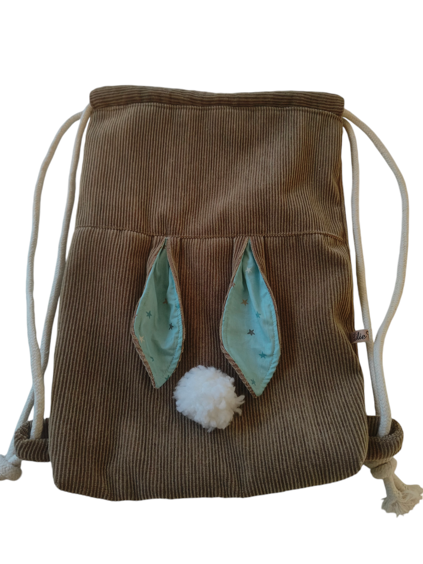 Hasenrucksack/Turnbeutel - Cord-Beige/Sternchen