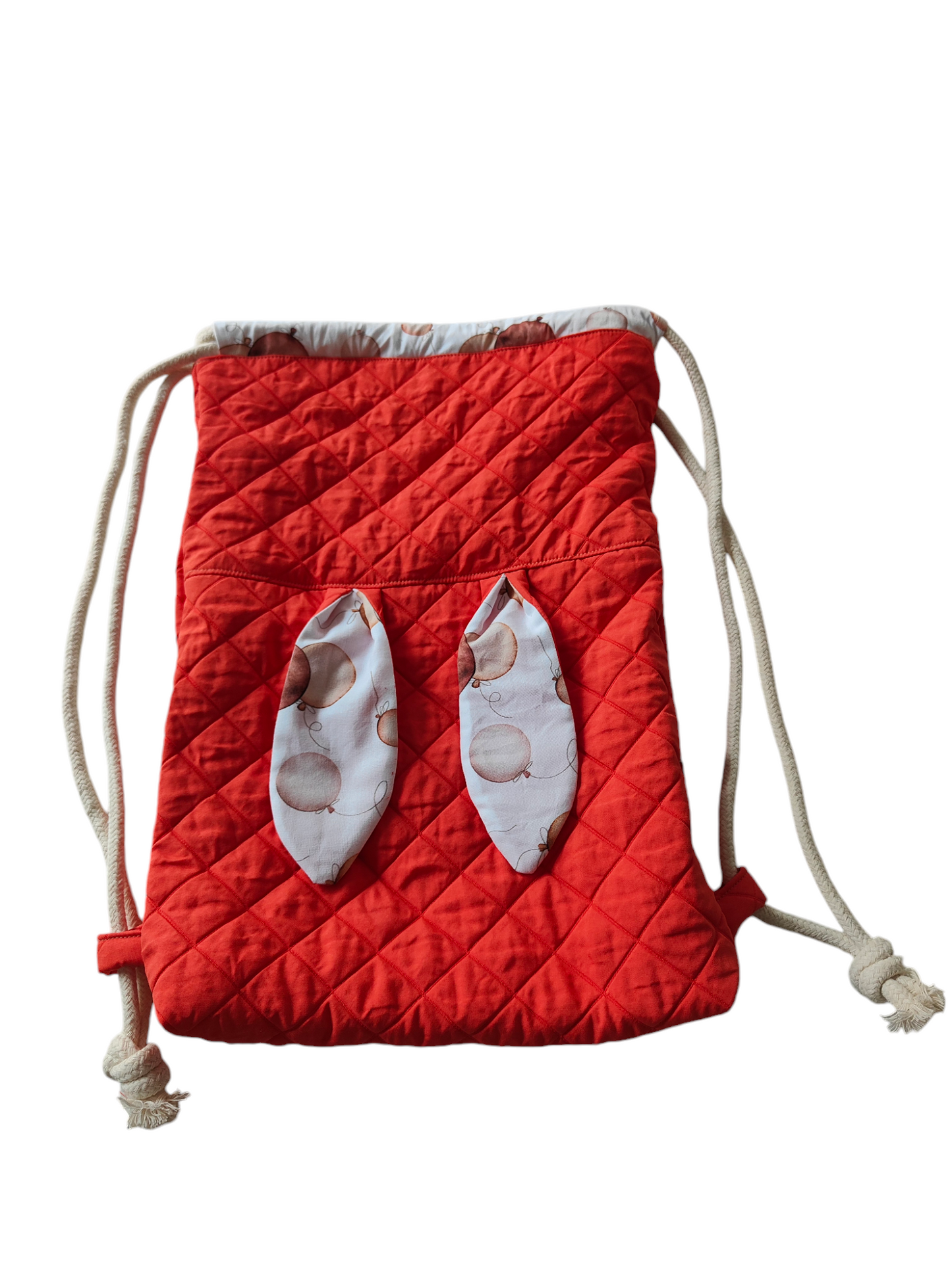 Hasenrucksack/Turnbeutel - Steppstoff-Orange/Luftballons