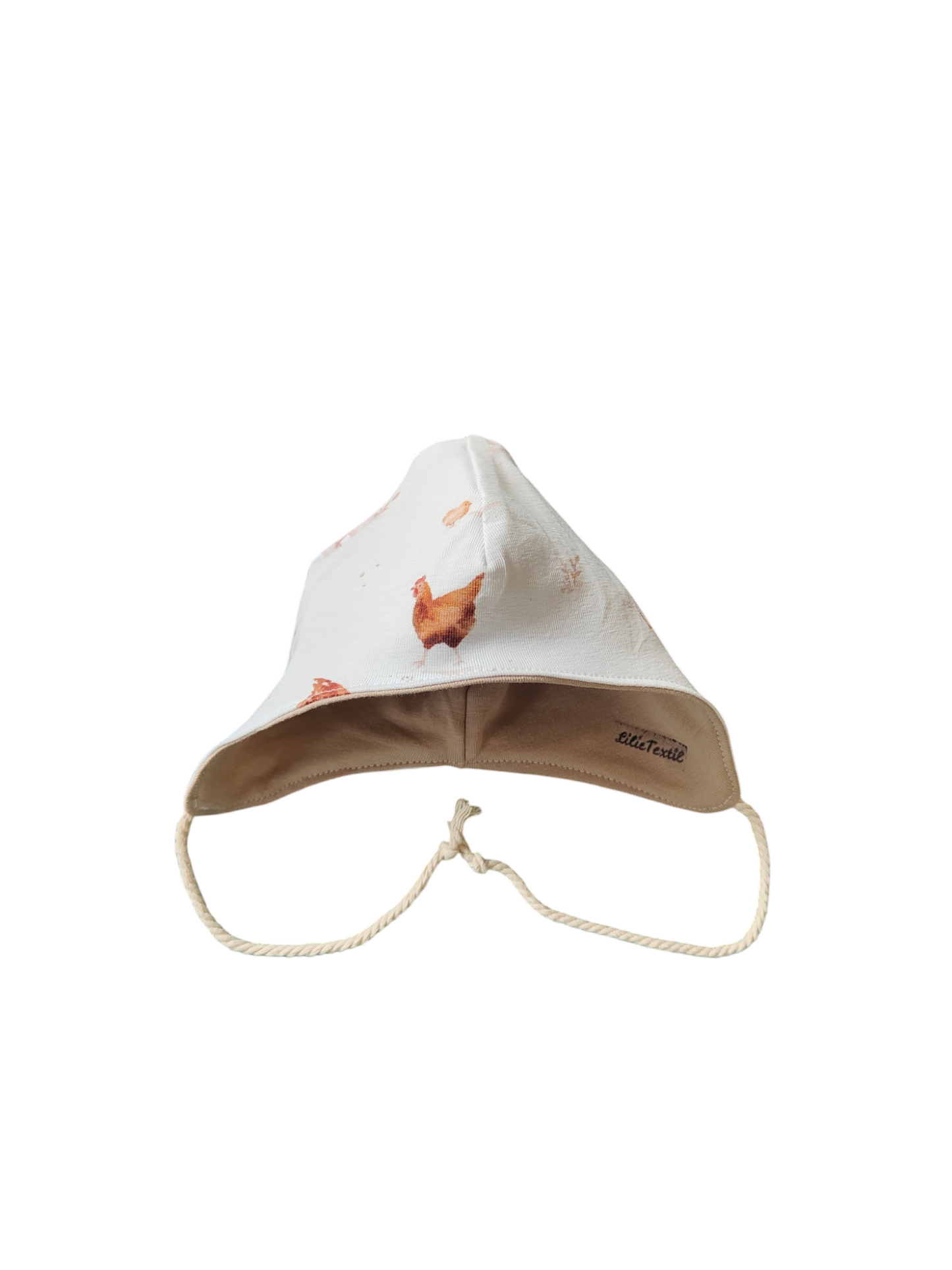 Frühchen Babywendemütze aus Baumwolljersey / Hühneralarm/Braun