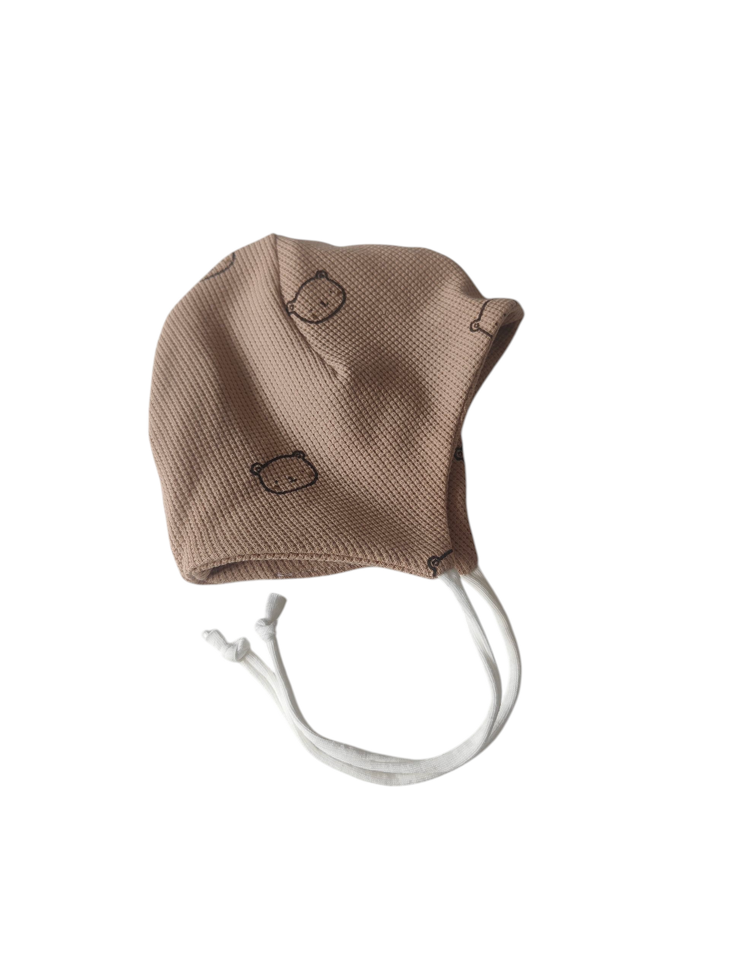 Homecomingset-Babylatzhose und Babymütze aus Waffeljersey-Bärchen/Beige