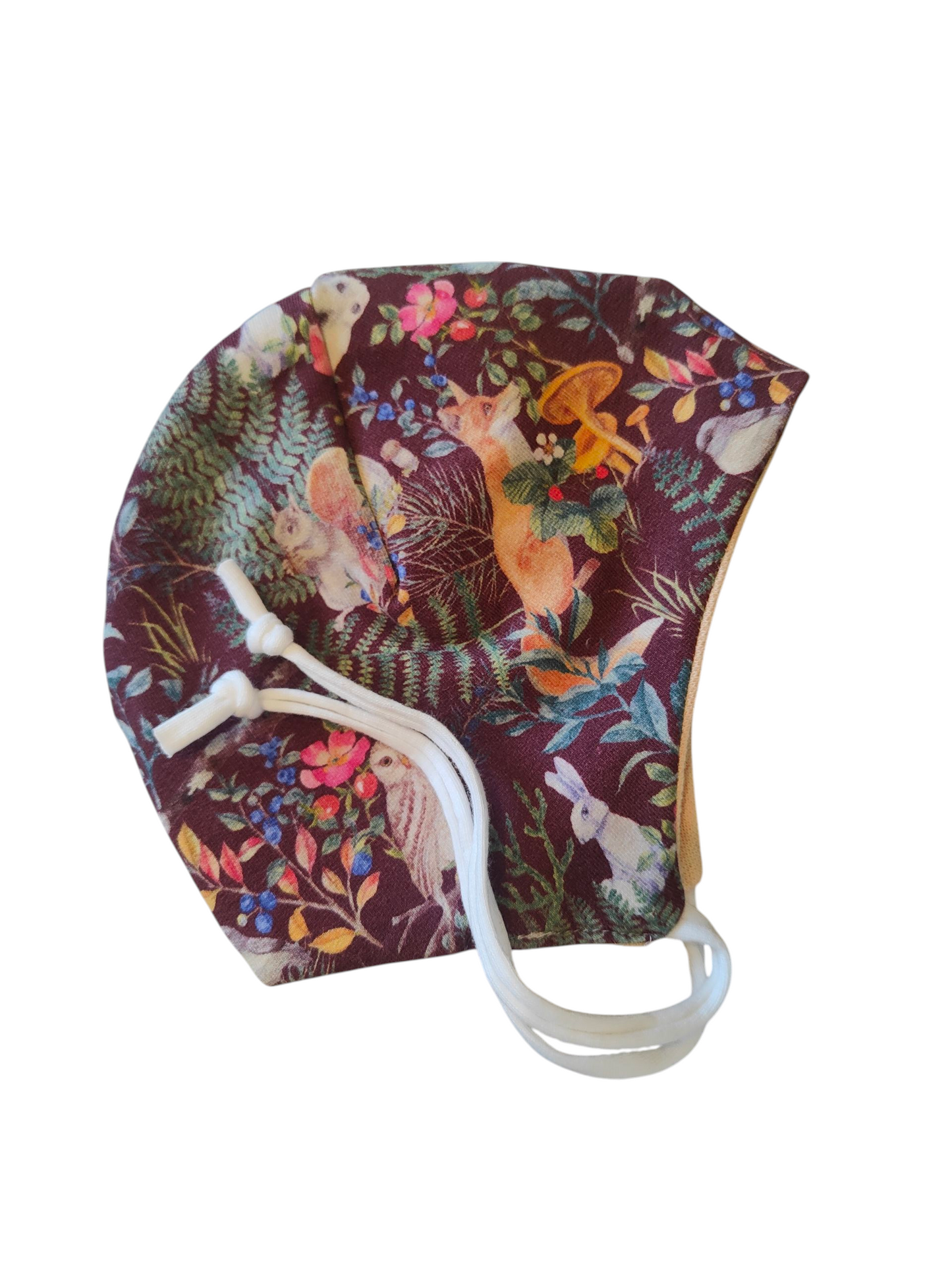 Babystrampler mit Fliegermütze- Waldtiere/braun/Vanille