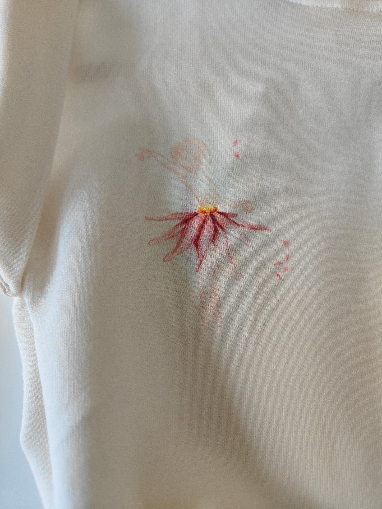 Bubblebody aus Biobaumwollrippjersey-Blumenfee/creme-zartrosa