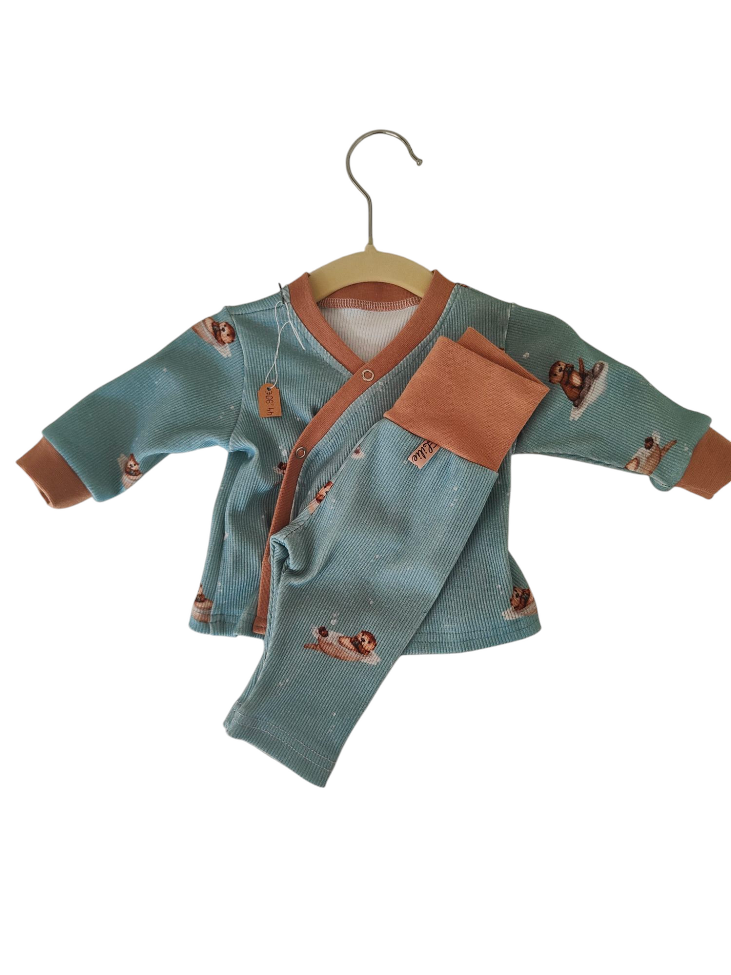 Homecoming-Set aus Rippjersey- Otter /Petrolblau