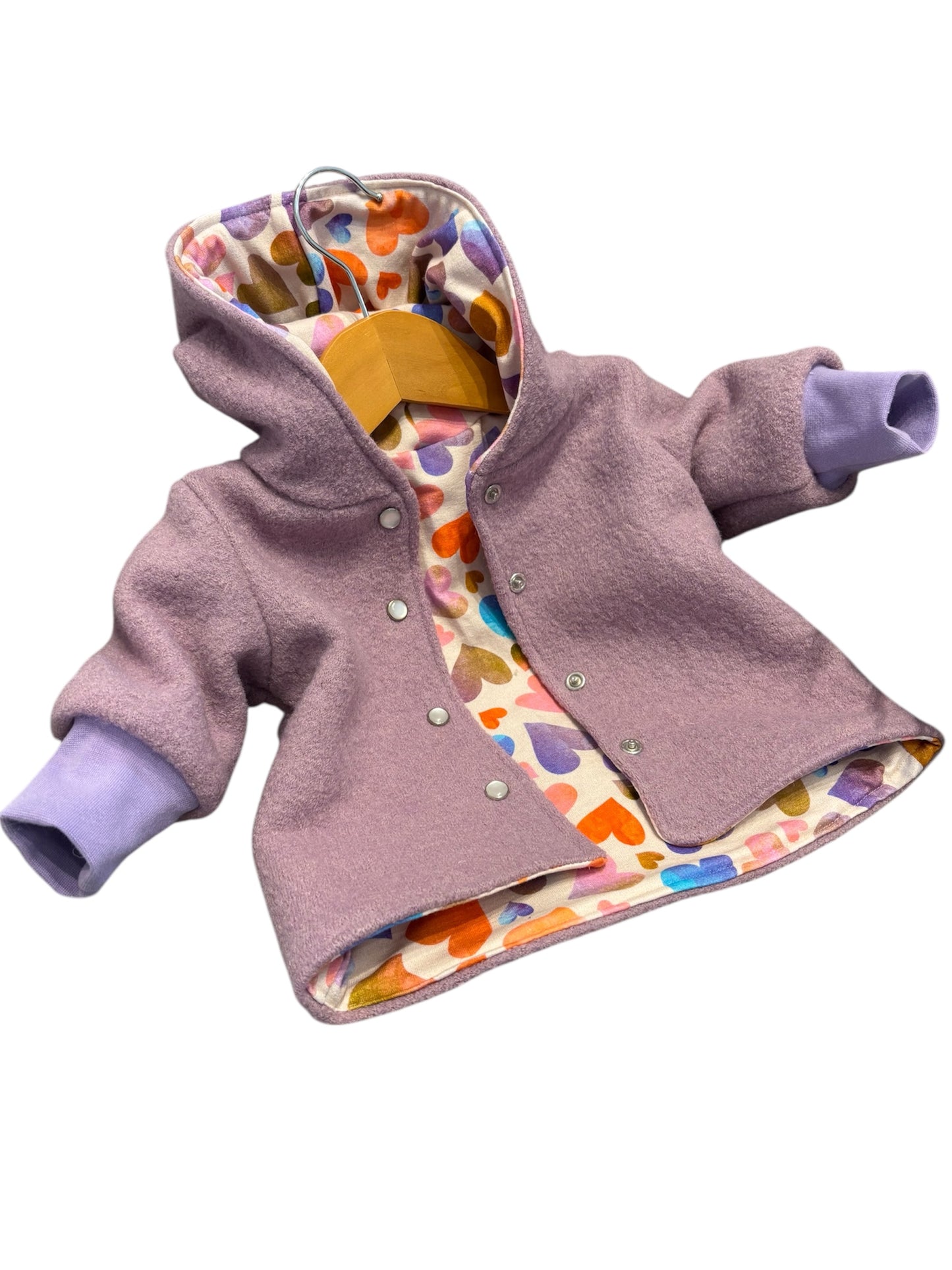 Walkjacke-Flieder/ bunte Herzen
