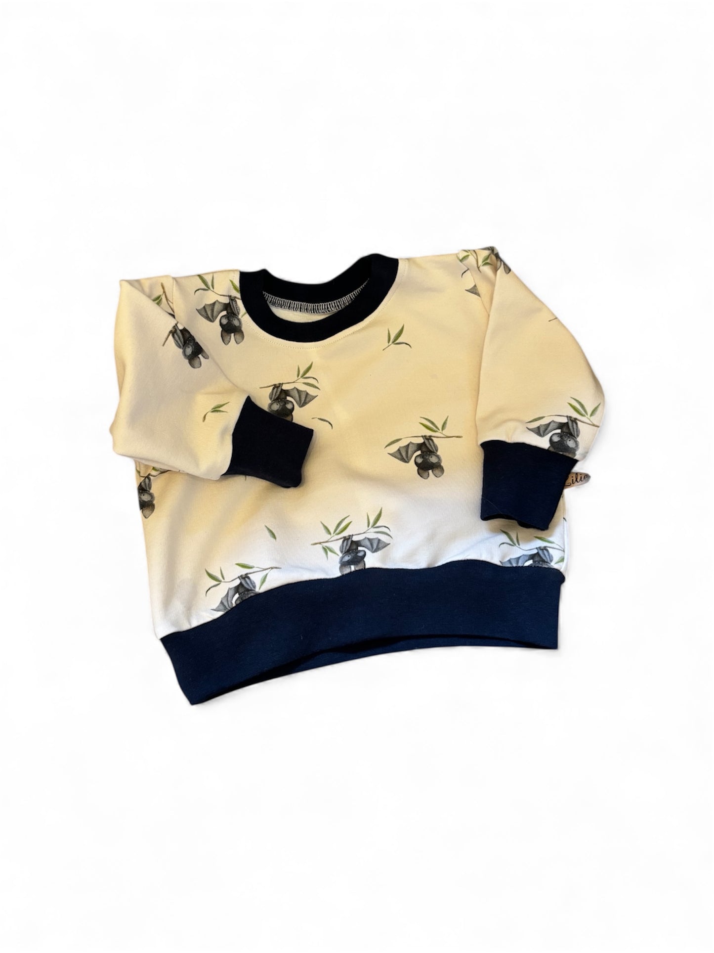 Biobaumwolle Oversizepulli-Fledermäuse/creme/dunkelblau