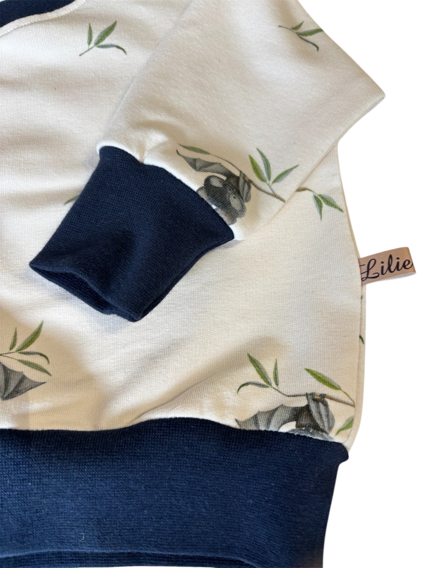 Biobaumwolle Oversizepulli-Fledermäuse/creme/dunkelblau