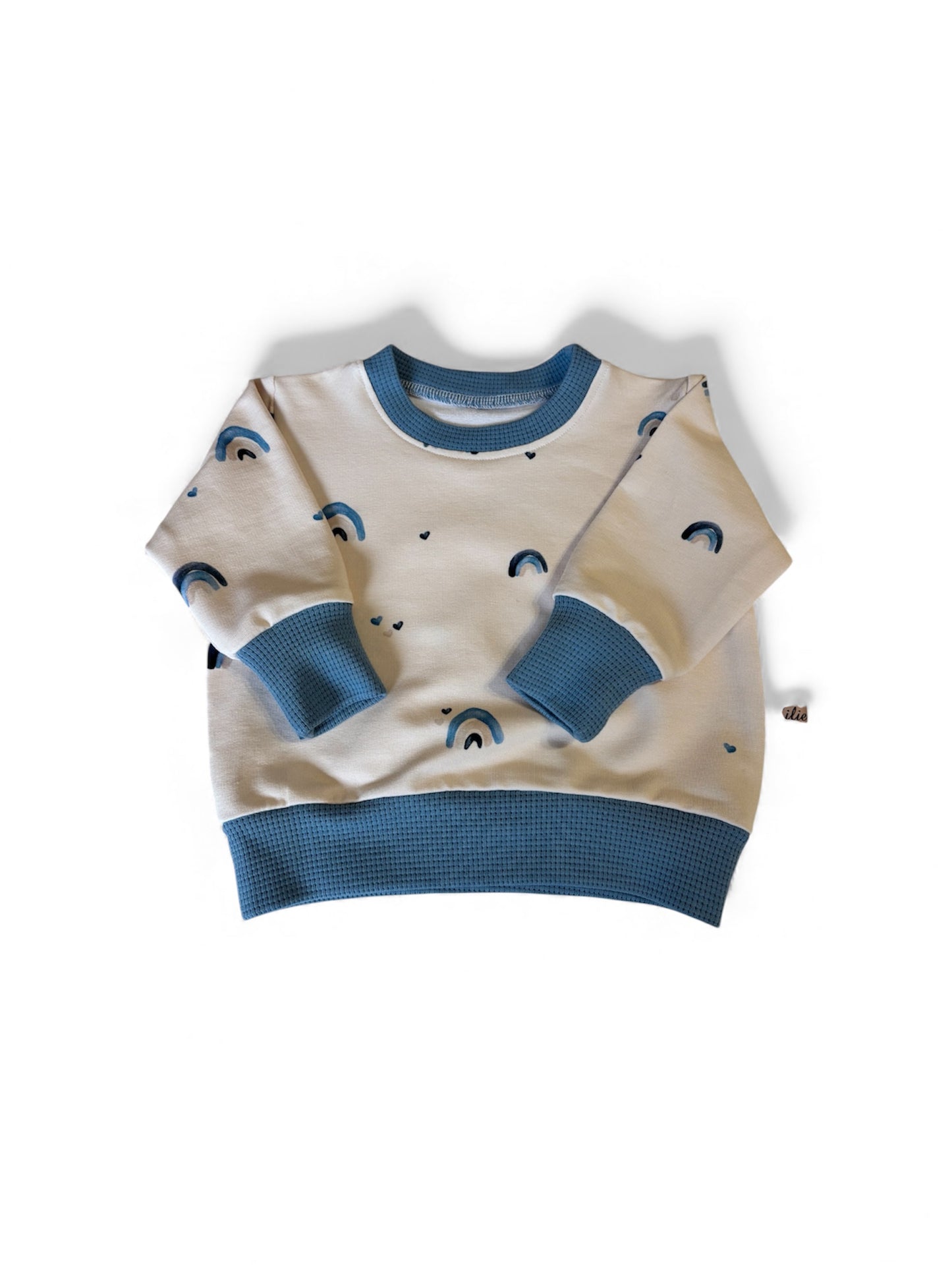 Biobaumwolle Oversizepulli- Regenbogen/Blau