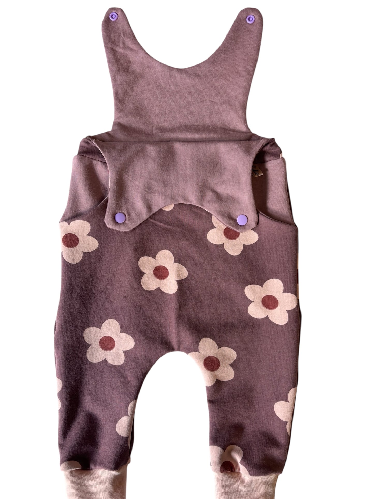 Babystrampler-Retroblumen/ Auberginenfarbe/Altrosa