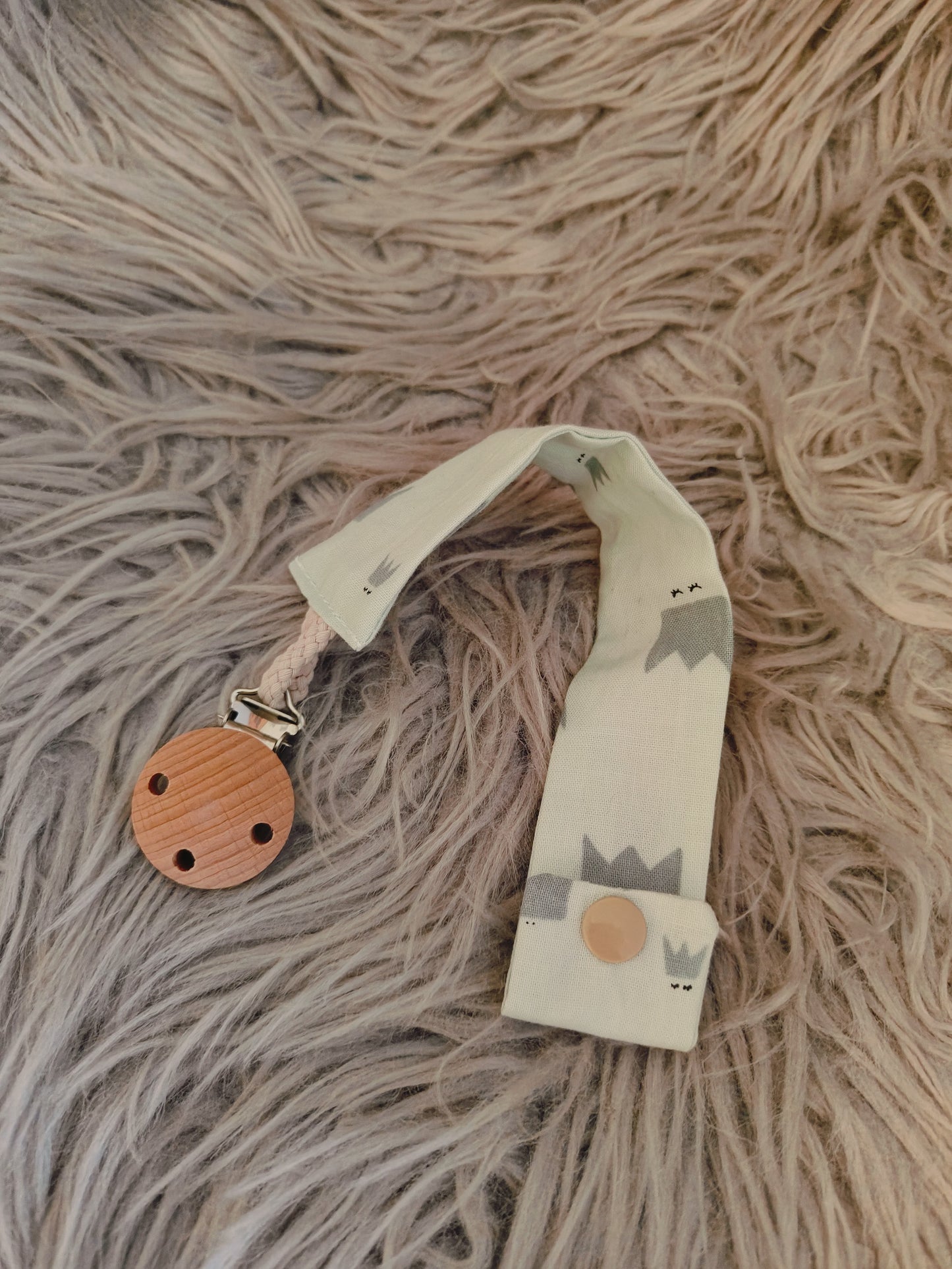 Schnullerband/Krönchen/mint/beige
