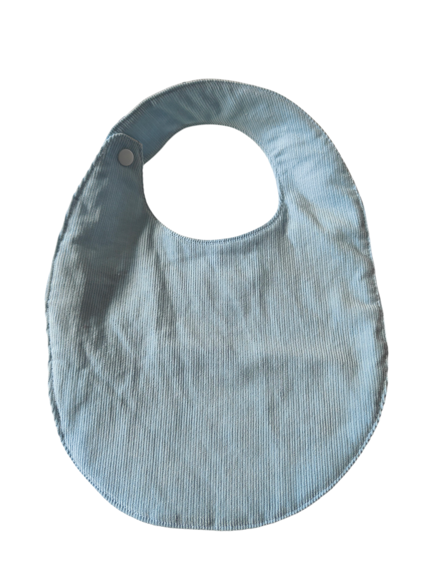 Großes besticktes Lätzchen aus Cord -Bohobär/Keksvernichter/ Babyblau/Beige