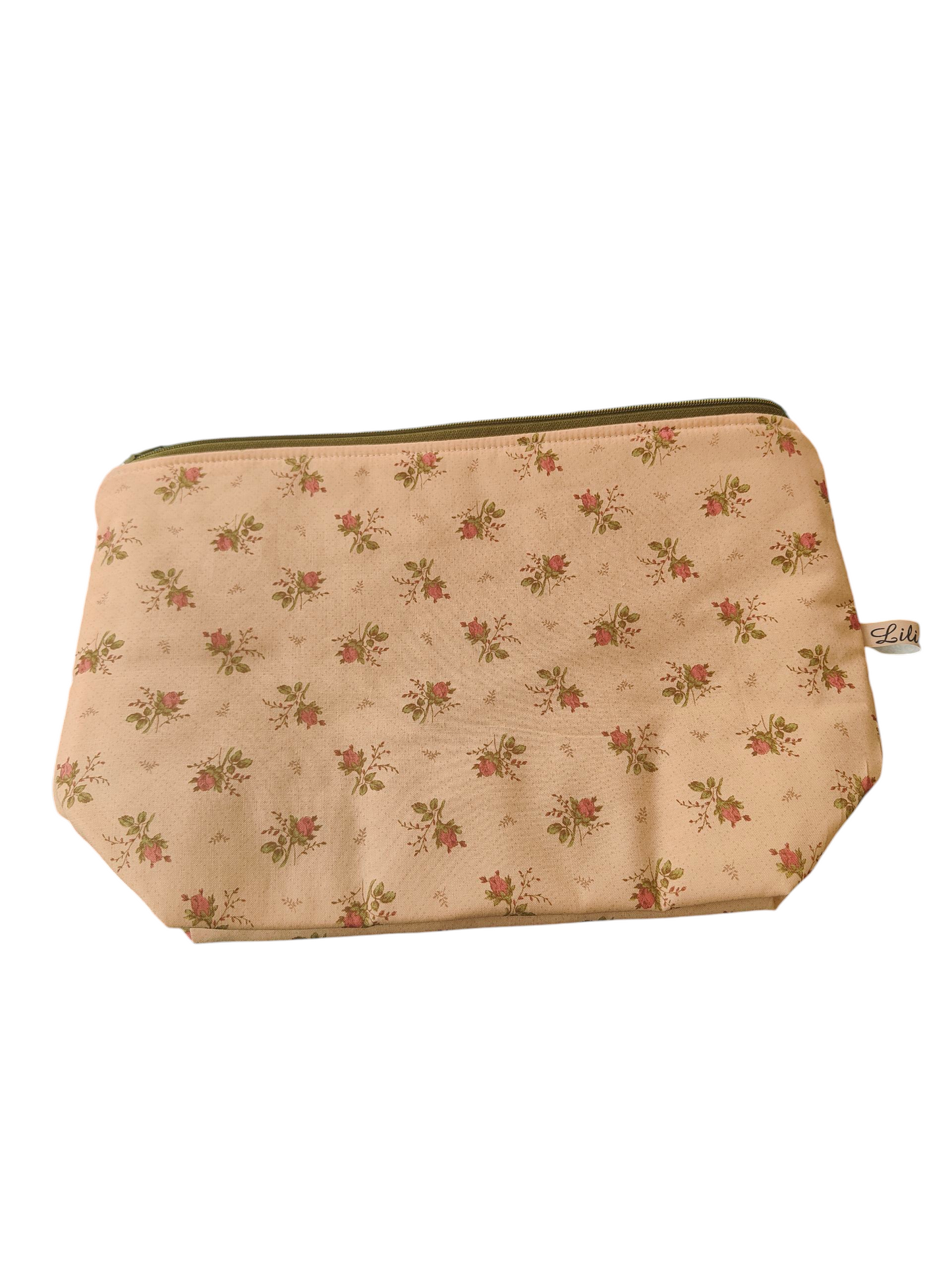 Kosmetiktasche-Vintage Blümchen/ rosé-grün