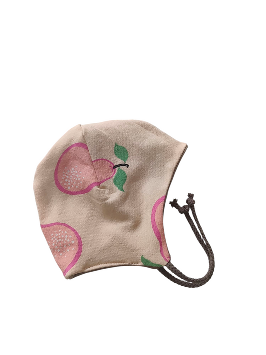 Babywendemütze aus Baumwollsweat /Pinke Birne/Beige