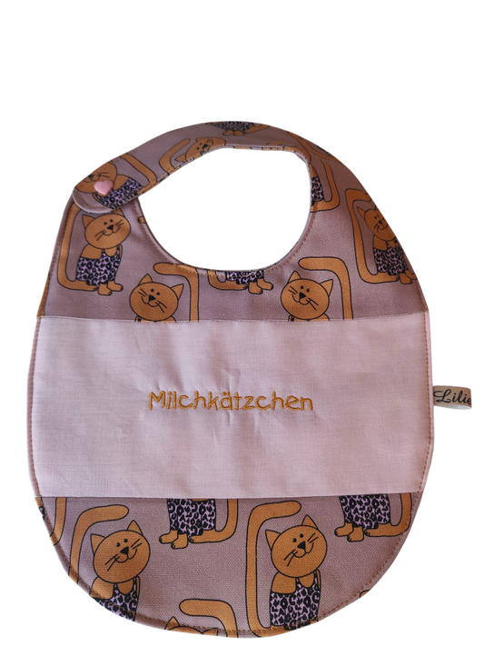 Großes besticktes Lätzchen/Kätzchen/Milchkätzchen/Rosa