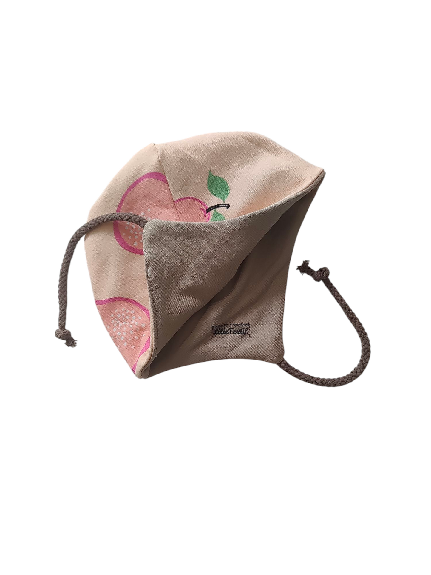 Babywendemütze aus Baumwollsweat /Pinke Birne/Beige