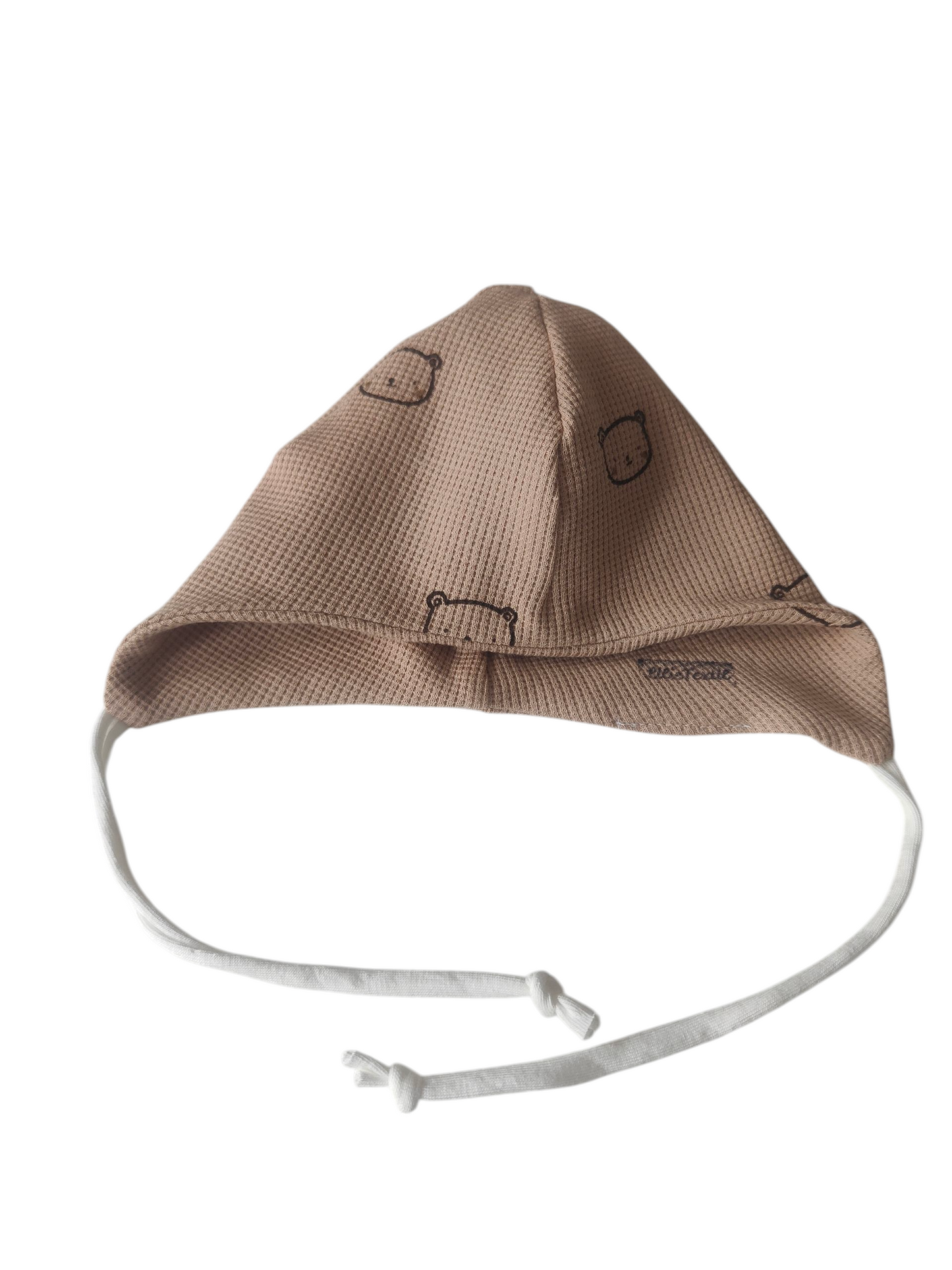 Homecomingset-Babylatzhose und Babymütze aus Waffeljersey-Bärchen/Beige