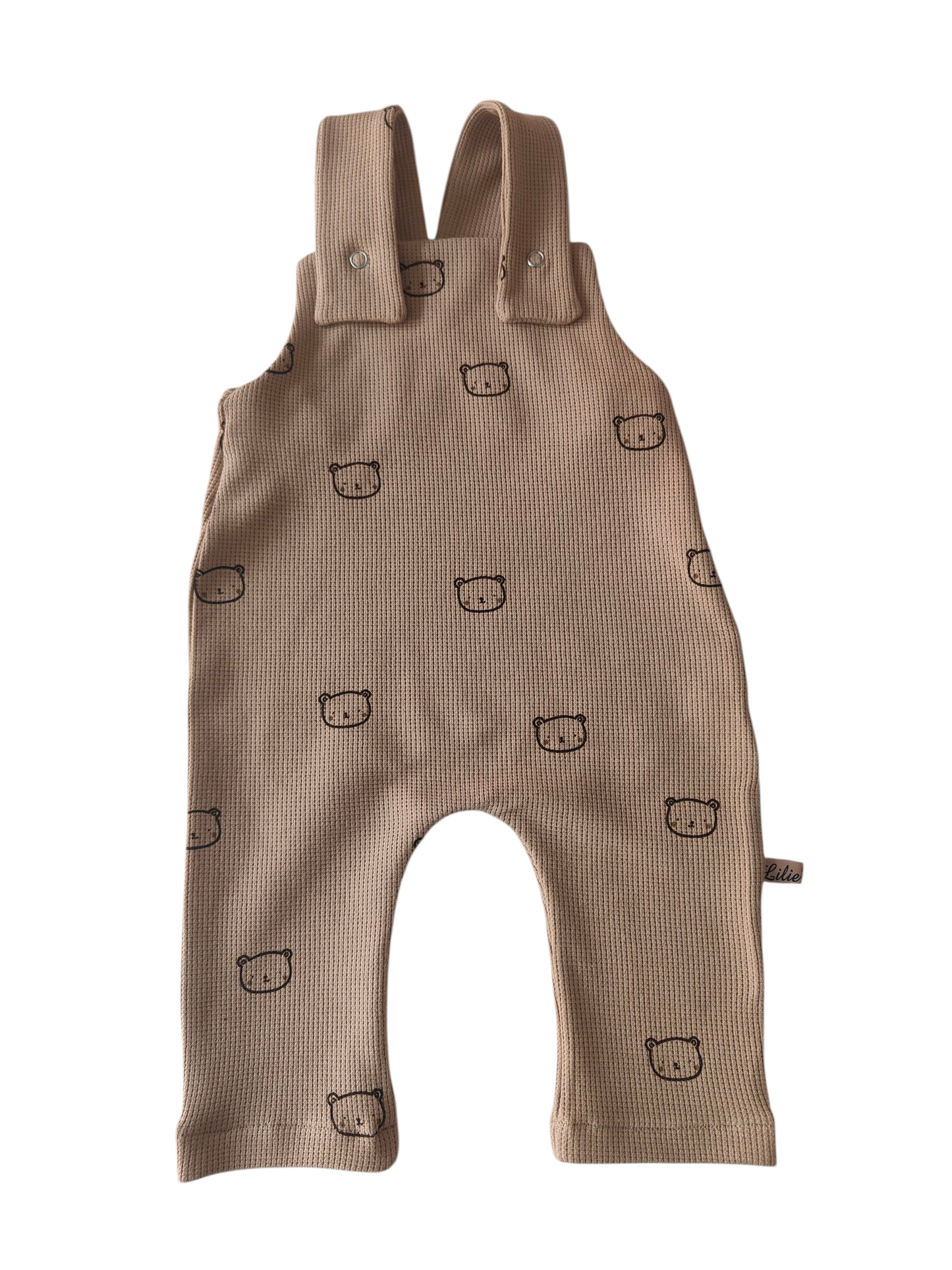 Homecomingset-Babylatzhose und Babymütze aus Waffeljersey-Bärchen/Beige