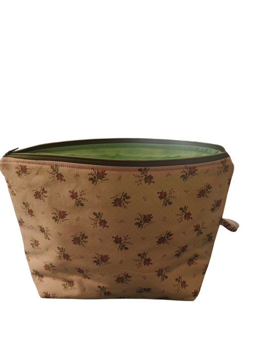 Kosmetiktasche-Vintage Blümchen/ rosé-grün