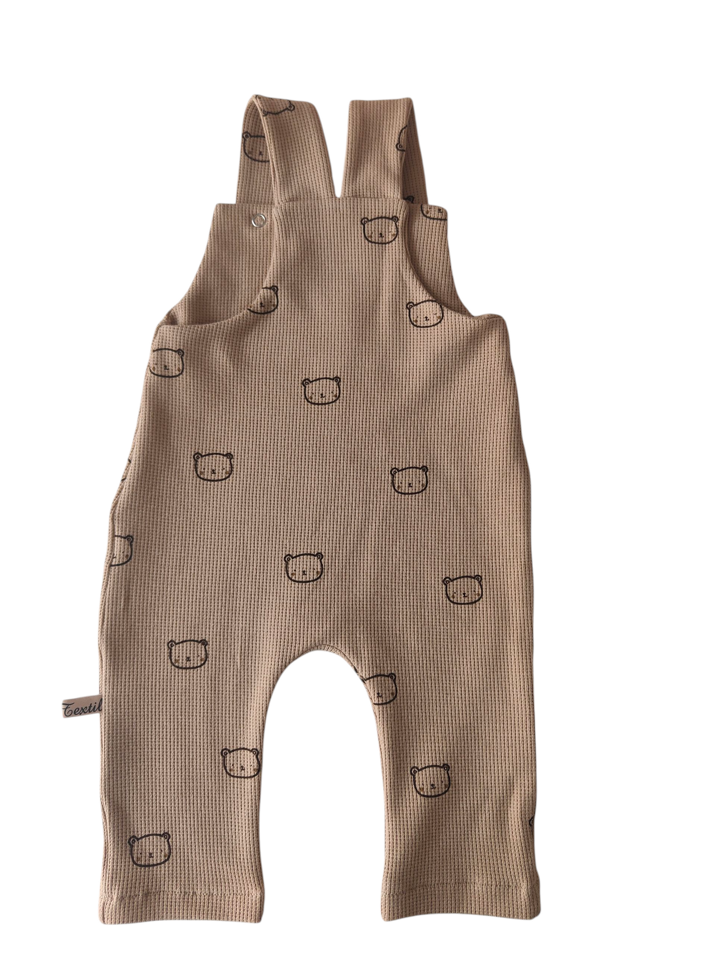 Homecomingset-Babylatzhose und Babymütze aus Waffeljersey-Bärchen/Beige