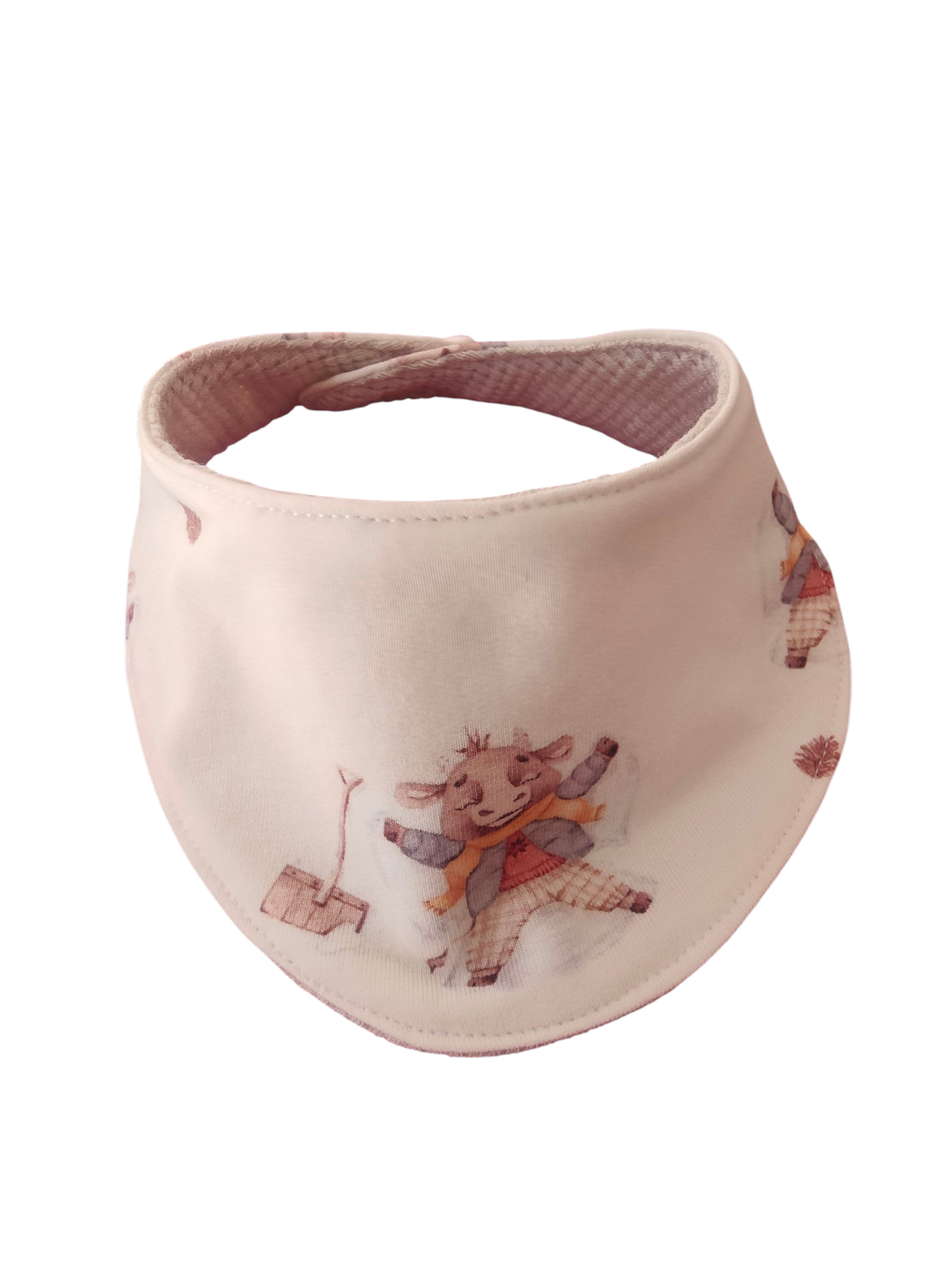 Babymütze mit Halstuch aus Biobaumwollsweat und Waffeljersey/Kuhle Eiszeit/Beige/Creme