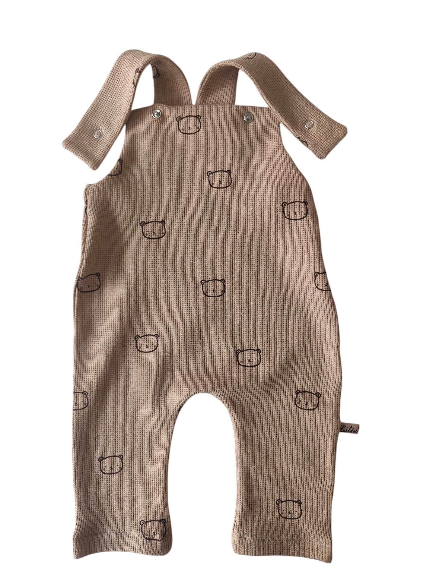 Homecomingset-Babylatzhose und Babymütze aus Waffeljersey-Bärchen/Beige