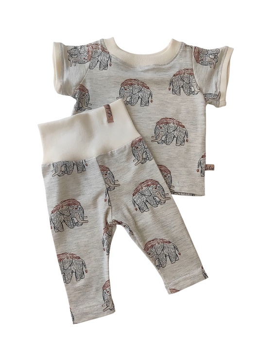 Homecoming-Sommerset aus Baumwolljersey- Mammuts/ Creme