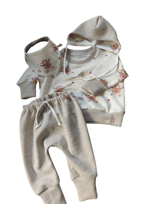 Biobabyset aus Hose und Oversizepulli-Kuhle Eiszeit /Creme/Beige