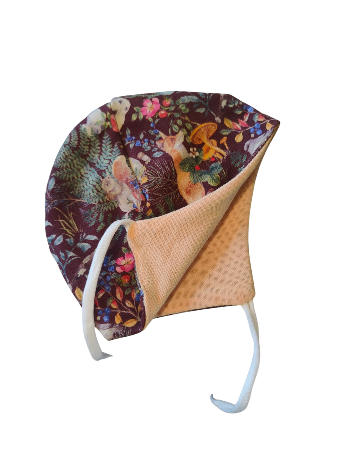 Babystrampler mit Fliegermütze- Waldtiere/braun/Vanille