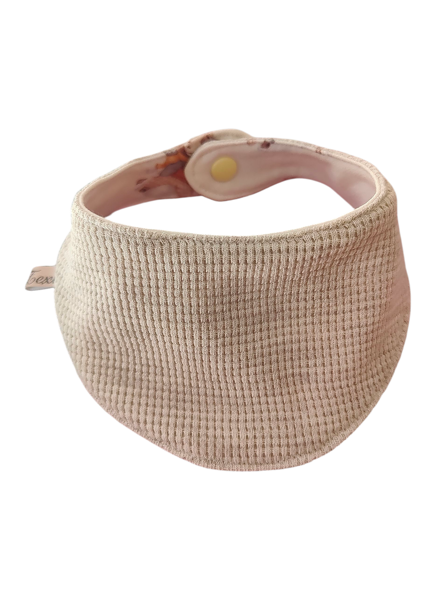 Babymütze mit Halstuch aus Biobaumwollsweat und Waffeljersey/Kuhle Eiszeit/Beige/Creme