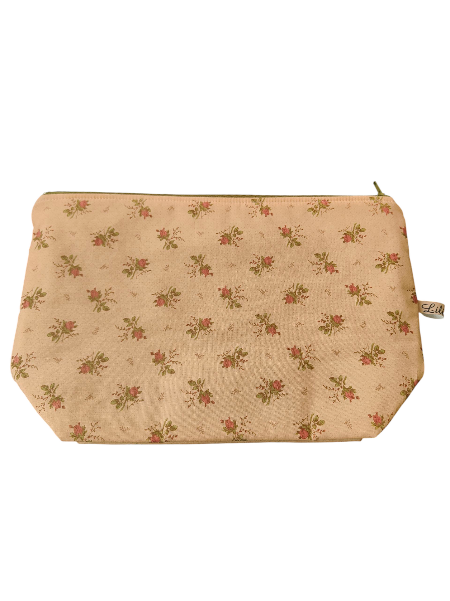 Kosmetiktasche-Vintage Blümchen/ rosé-grün