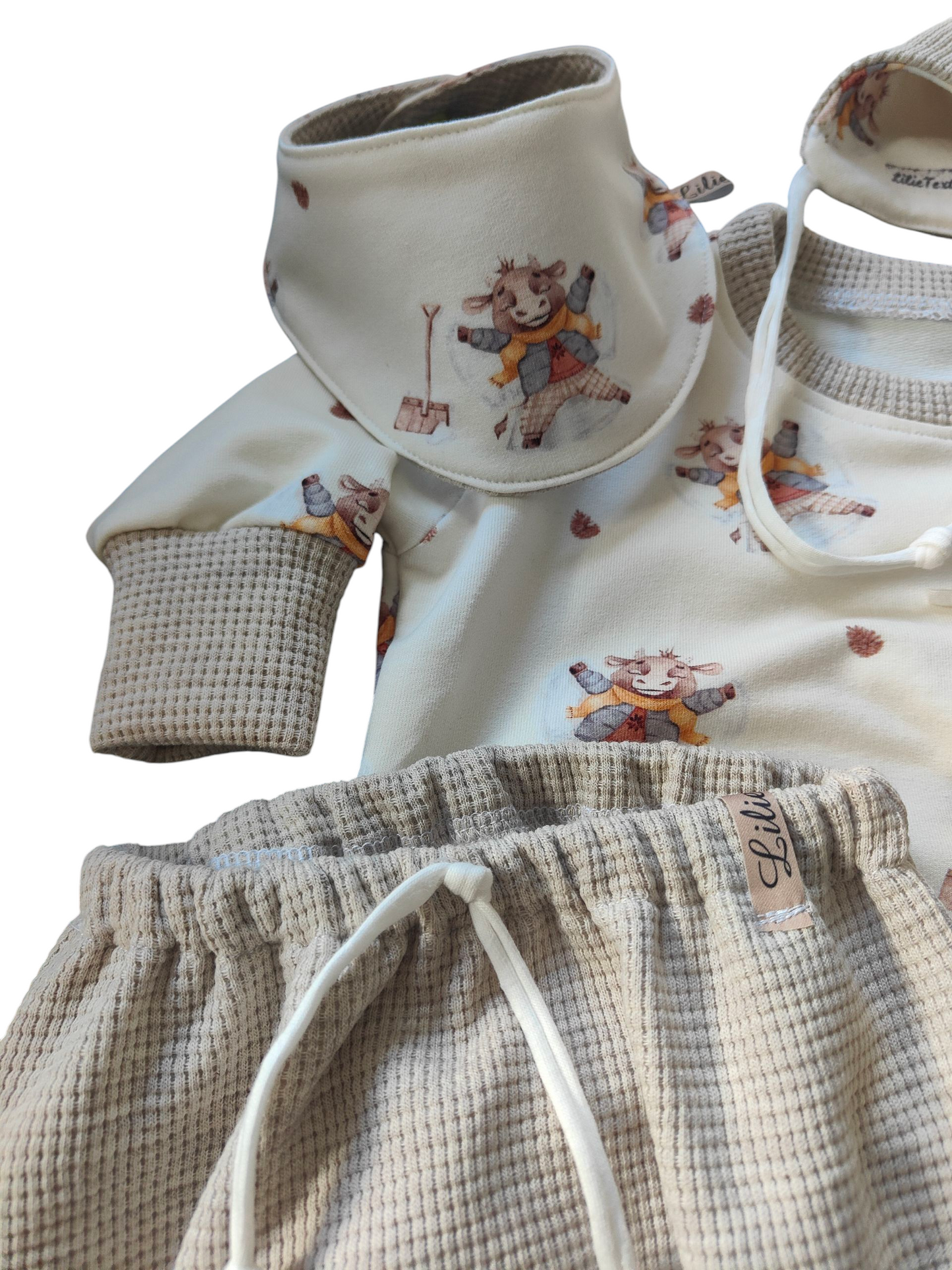 Biobabyset aus Hose und Oversizepulli-Kuhle Eiszeit /Creme/Beige