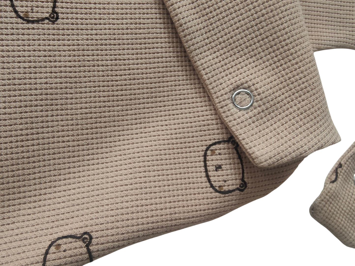 Homecomingset-Babylatzhose und Babymütze aus Waffeljersey-Bärchen/Beige